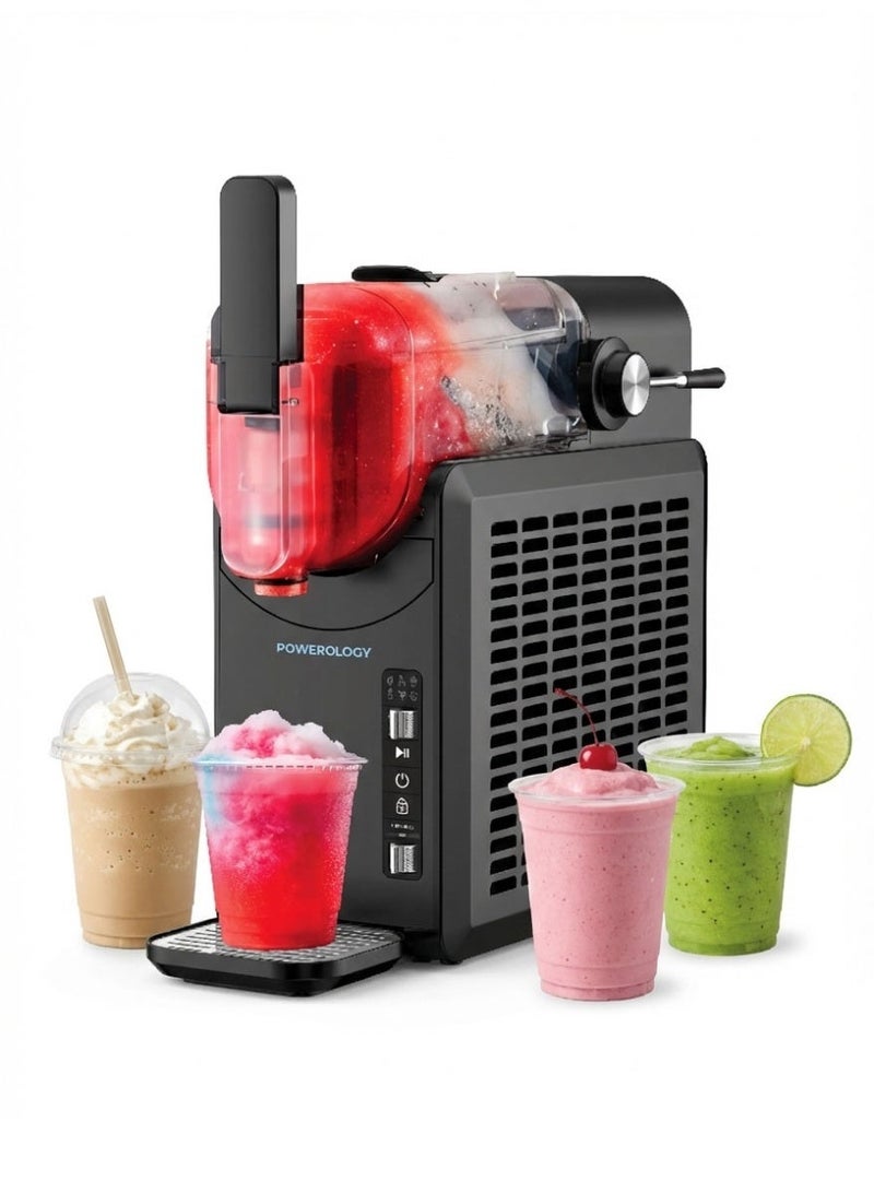 باورولوجي آلة السلاش، صانع السلاش المنزلي، سعة كبيرة 2 لتر لصنع المشروبات المجمدة بدون ثلج، مع شاشة تعمل باللمس، 5 إعدادات مسبقة للآيس كريم الناعم، الفرابيه، الميلك شيك، والعصير المجمد، سهل التنظيف. - Image 1